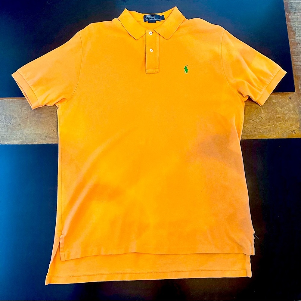 Vintage Iconic Classic fit mesh Peach polo shirt with embroidered Lime pon…